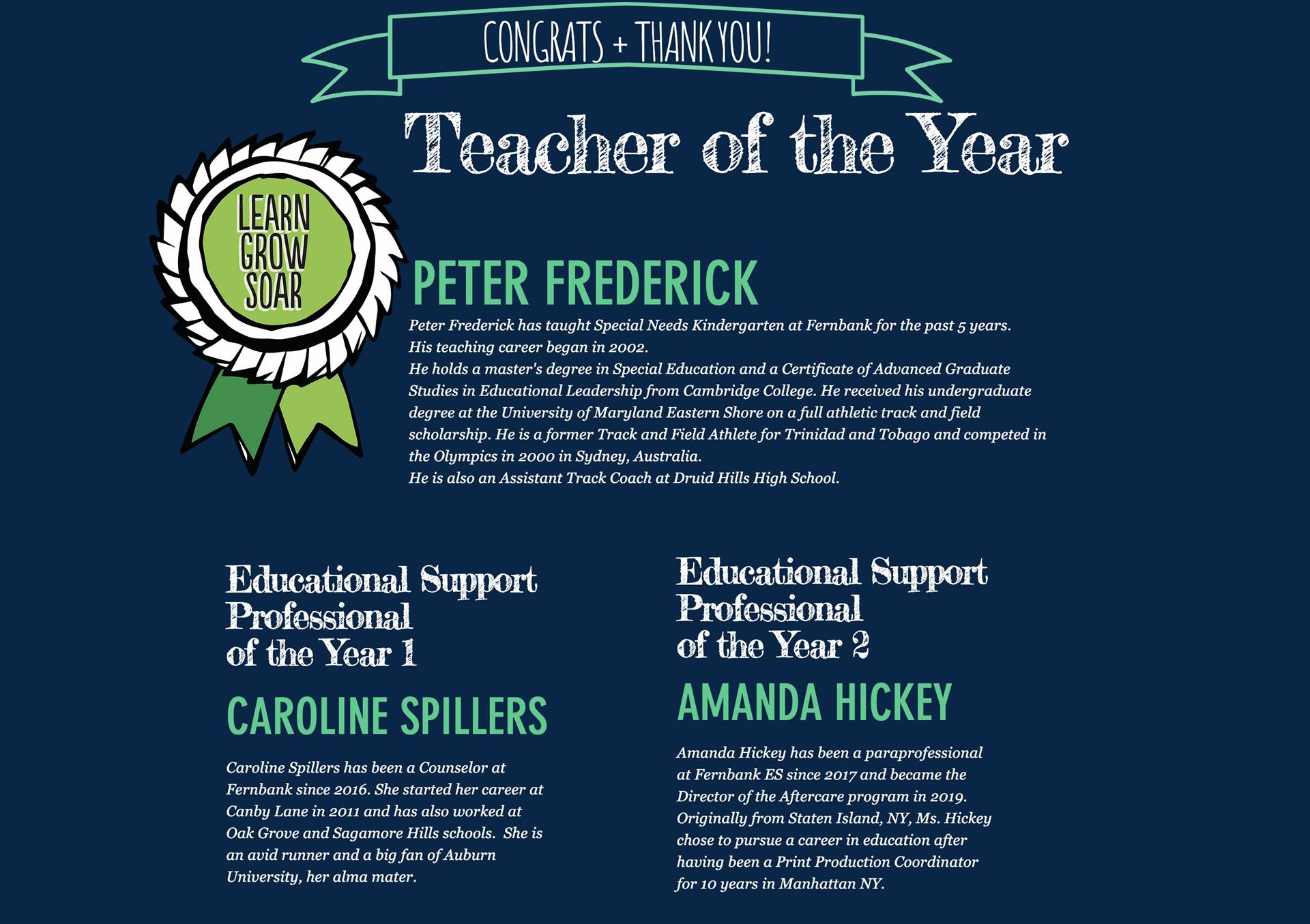 1 Fernbank 2020-21 Teacher and Staff of the Year